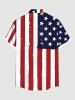 Plus Size Patriotic American Flag Coconut Tree Print Hawaii Button Pocket Shirt For Men -  