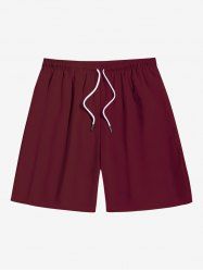 Plus Size Solid Color Beach Shorts For Men -  