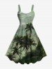 Tenue de plage hawaïenne assortie grande taille à imprimé cocotier et vagues pour couples - Vert 