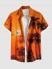 Tenue de plage hawaïenne assortie grande taille à imprimé cocotier et coucher de soleil pour couples - Orange Foncé 