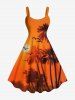 Tenue de plage hawaïenne assortie grande taille à imprimé cocotier et coucher de soleil pour couples - Orange Foncé 