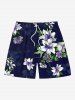 Matching Hawaii Shirt Short and Romper Plus Size Beach Outfit Lily Flower Leaf Print For Couples -  