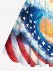 Patriotic American Flag Sea Waves Ombre Sky Print Plus Size Matching Hawaii Beach Outfit For Couples -  