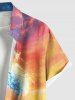 Patriotic American Flag Sea Waves Ombre Sky Print Plus Size Matching Hawaii Beach Outfit For Couples -  