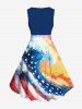 Patriotic American Flag Sea Waves Ombre Sky Print Plus Size Matching Hawaii Beach Outfit For Couples -  