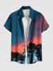 Coconut Tree Ombre Dusk Print Plus Size Matching Hawaii Beach Outfit For Couples -  
