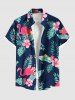 Matching Hawaii Shirt and Romper Plus Size Beach Outfit Tropical Leaf Hibiscus Flamingo Print For Couples -  