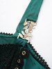Plus Size Gothic Skull Mesh Overlay Lace Up Layered A Line Dress -  