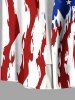 Plus Size Patriotic American Flag Paint Brushing Print Buttons Pocket Shirt For Men -  