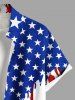 Plus Size Patriotic American Flag Paint Brushing Print Buttons Pocket Shirt For Men -  
