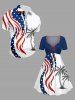 Plus Size Patriotic American Flag Coconut Tree Print Cinched Hawaii Dress -  