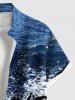 Plus Size Coconut Tree Sea Waves Print Buttons Pocket Hawaii Shirt For Men -  