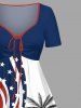 Plus Size Patriotic American Flag Coconut Tree Print Cinched Hawaii Dress -  