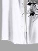 Chemise grande taille à boutons et poches pour homme, avec imprimé tête de mort et roses - Blanc L
