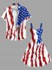 Plus Size Patriotic American Flag Paint Brushing Print Tank Dress -  