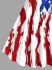 Plus Size Patriotic American Flag Paint Brushing Print Tank Dress -  