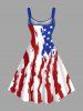 Plus Size Patriotic American Flag Paint Brushing Print Tank Dress -  