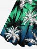 Plus Size Coconut Tree Ombre Colorblock Print Hawaii Tank Dress -  