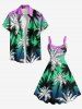 Plus Size Coconut Tree Ombre Colorblock Print Hawaii Tank Dress -  