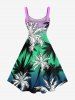 Plus Size Coconut Tree Ombre Colorblock Print Hawaii Tank Dress -  