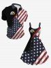 Plus Size Patriotic American Flag Eagle Print Tank Dress -  