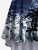 Robe caraco hawaïenne grande taille à imprimé cocotiers et vagues - Bleu 4X
