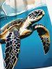 Plus Size Coconut Tree Sun Sea Turtle Print Hawaii Sea Creatures Drawstring Beach Shorts For Men -  