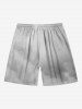 Short de plage hawaïen grande taille à cordon de serrage et imprimé cocotiers ombré pour homme - Gris 5XL