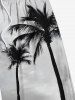 Short de plage hawaïen grande taille à cordon de serrage et imprimé cocotiers ombré pour homme - Gris 5XL