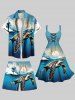 Plus Size Coconut Tree Sun Sea Turtle Print Hawaii Sea Creatures Drawstring Beach Shorts For Men -  