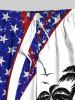 Plus Size Patriotic American Flag Coconut Tree Print Hawaii Beach Shorts For Men -  