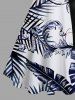 Plus Size Tropical Leaf Flower Print Hawaii Button A Line Tank Dress with Removable Belt -  