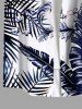 Plus Size Tropical Leaf Flower Print Hawaii Button Pocket Shirt For Men -  