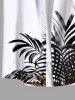 Plus Size Tropical Leaf Print Hawaii Button Pocket Shirt For Men -  
