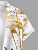 Plus Size Tropical Leaf Print Hawaii Button Pocket Shirt For Men -  
