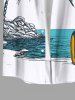 Chemise hawaïenne grande taille à imprimé cocotiers et mer pour homme - Blanc 2XL