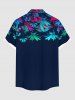 Plus Size Tropical Leaf Print Hawaii Button Pocket Shirt For Men -  