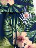 Plus Size Tropical Leaf Flower Print Hawaii Drawstring Pocket Romper -  