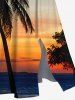 Plus Size Coconut Tree Ombre Dusk Print Hawaii Split Pocket A Line Midi Dress -  
