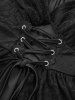 Robe débardeur trapèze grande taille en dentelle florale, à volants, en mousseline texturée, fendue, manches évasées - Noir 4X | US 26-28