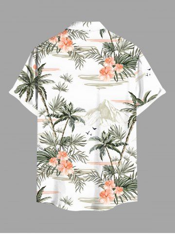 Coconut Tree Tropical Leaf Hibiscus Flower Print Plus Size Matching Hawaii Beach Outfit For Couples
