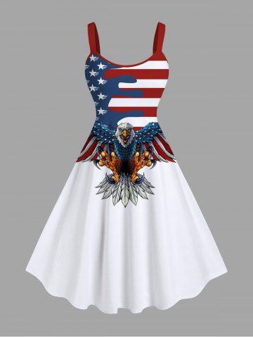 Plus Size Patriotic American Flag Eagle Print Tank Dress