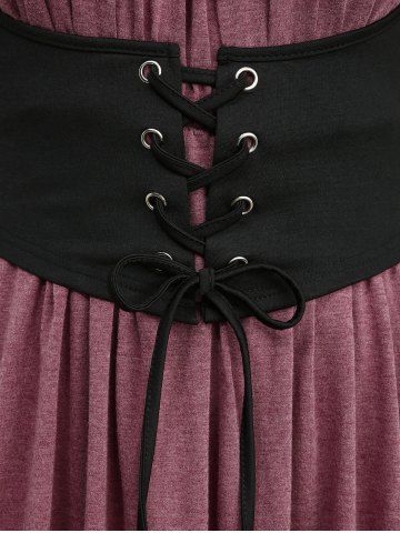 Plus Size Medieval Renaissance Ruched Off Shoulder  Asymmetrical Tee With Grommets Lace Up Marled Waistcoat