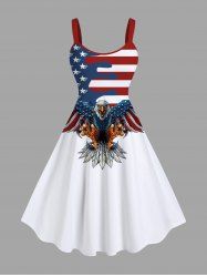Plus Size Patriotic American Flag Eagle Print Tank Dress -  