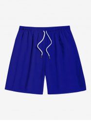 Plus Size Solid Color Pocket Beach Shorts For Men -  