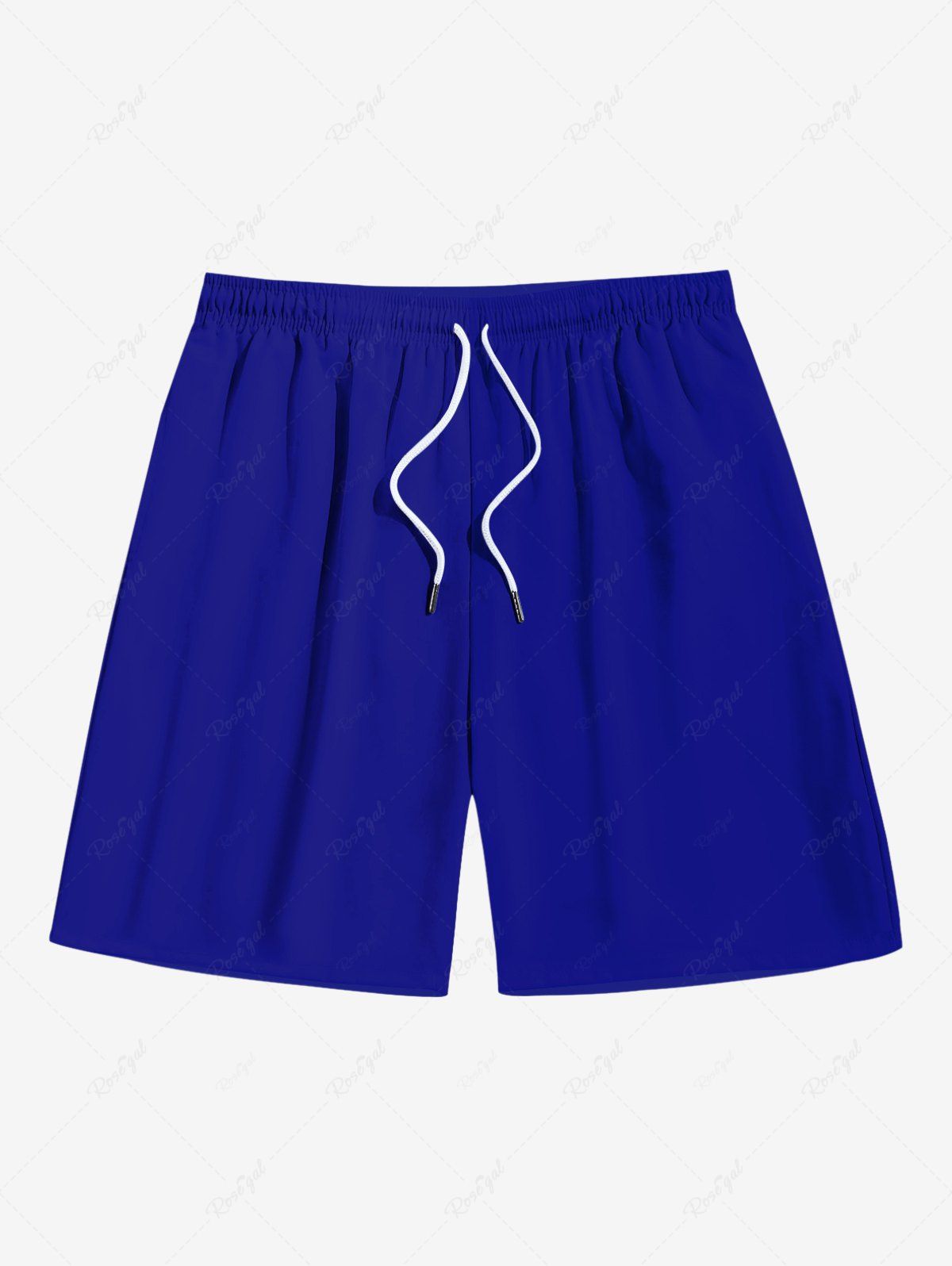 Short de plage uni à poches grande taille pour homme Bleu 8XL