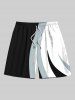 Cat Colorblock Curve Print Plus Size Matching Hawaii Beach Outfit For Couples -  