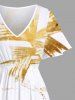Tenue de plage hawaïenne assortie grande taille à imprimé feuilles tropicales pour couples - Blanc 