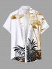 Tenue de plage hawaïenne assortie grande taille à imprimé feuilles tropicales pour couples - Blanc 