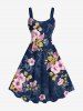 Tenue de plage hawaïenne assortie grande taille à imprimé floral et branches pour couples - Bleu profond 